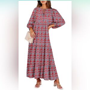 Floral Red and Blue Women's Dress